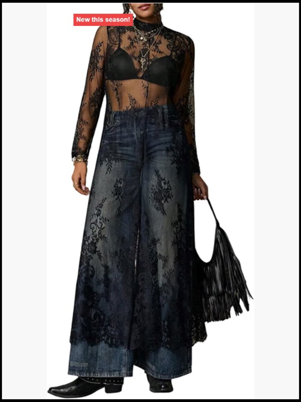Plus Size Sheer Lace Maxi Dress Long Sleeve Mock Neck Club